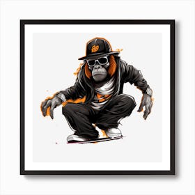 Monkey Skateboarder 2 Art Print