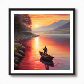 Sunset On The River Art Print