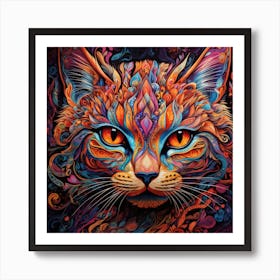 Dreamshaper V7 A Psychedelic Representation Of A Cats Face Wit 0 Art Print