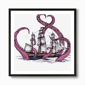 Cute Octopus Vintage Sea Monster Kraken Cthulhu Art Print