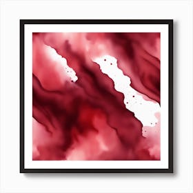 Beautiful maroon crimson abstract background. Drawn, hand-painted aquarelle. Wet watercolor pattern. Artistic background with copy space for design. Vivid web banner. Liquid, flow, fluid effect. Art Print