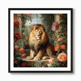 Lion In The Window 1 Art Print