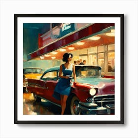 Lady At The Diner Art Print