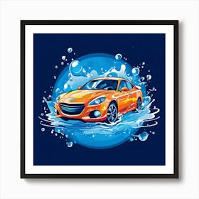 Logo Vector Car Wash Clean Soap Bubbles Water Splash Detailing Automotive Foam Service (6) Art Print