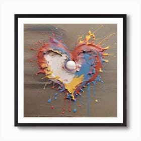 Dropping colorful heart 1 Art Print