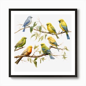 Birds On A Branch Art Print