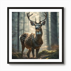 Deer In The Forest 215 Art Print