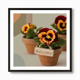 Welcome Pansies Art Print