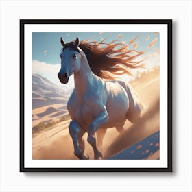 Horse Running In The Desert 4 Art Print