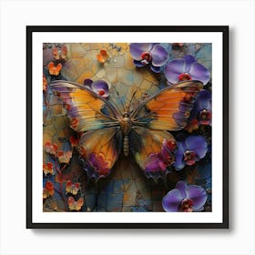 Butterfly And Orchids 4 Art Print