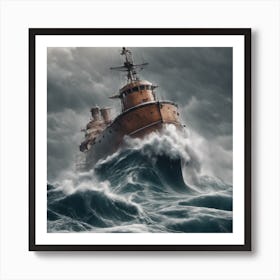 Ship Is In The Middle Of The Sea Art Print