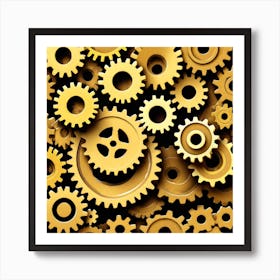 Gold Gears Background 1 Art Print