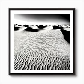 Sand Dunes, black and white monochromatic art 2 Art Print