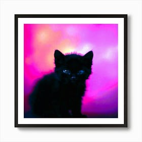 Black Kitten With Blue Eyes Art Print