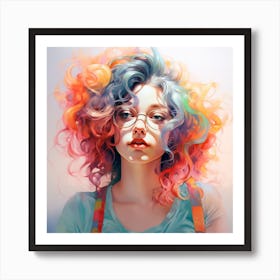 Girl With Colorful Hair 4 Art Print