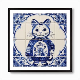 Doraemon Cartoon Delft Tile Illustration 2 Art Print