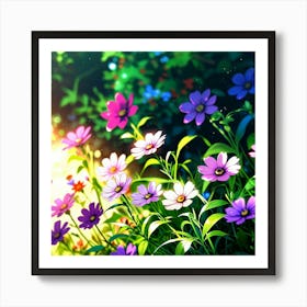 Default Happy Flowers Art Print 3 Art Print