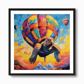 Turtle On Hot Air Balloon Art Print