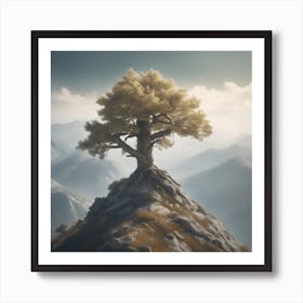 Tree On Top Of Mountain 4 Art Print