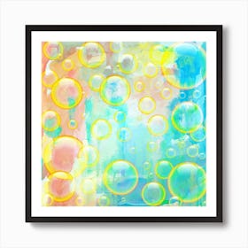 Bubbles Blue Floating Air Art Print