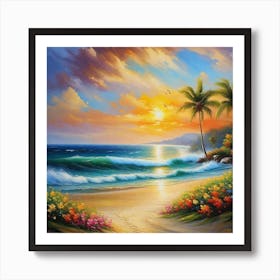 Sunset On The Beach 60 Art Print