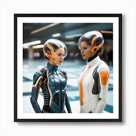 Two Women In Futuristic Suits 1 Art Print