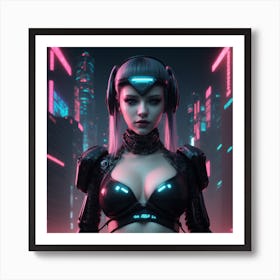 Neon Siren - A Digital Dystopia Art Print