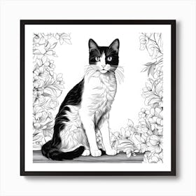 Black and white cat 2 Art Print