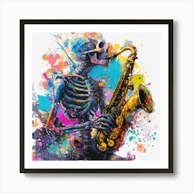 Skeleton Saxophone 2 Art Print