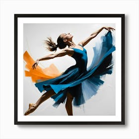 Dancer In Blue Dress Art Print