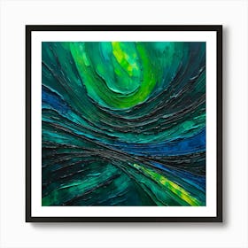 Abstract Painting Green and Blue Color 3 Art Print