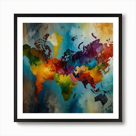 World Map Canvas Art 1 Art Print