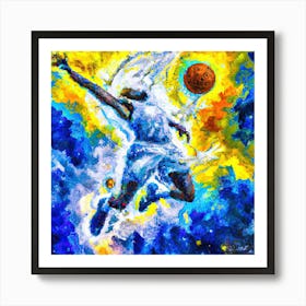 Basketball Player In The Air Art Print