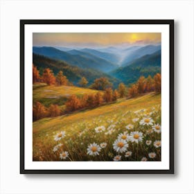 Appalachian Mountains Nature, Autumn Antique Oil Colors.7 Art Print