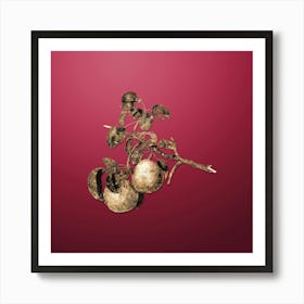 Gold Botanical Pear on Viva Magenta n.0204 Art Print