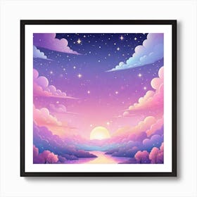 Sky With Twinkling Stars In Pastel Colors Square Composition 318 Art Print