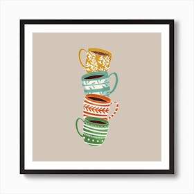 Cute Coffee Mug Grey Print Art Print