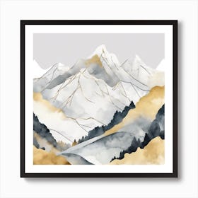 Watercolor Mountains Art Print