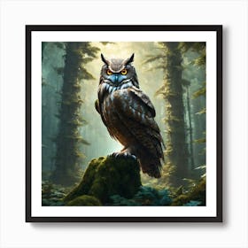 Owl In The Forest 46 Art Print