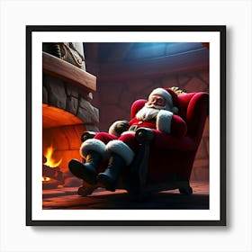 Santa Claus In A Chair Art Print