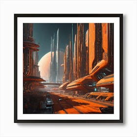 Futuristic City Orange III Poster