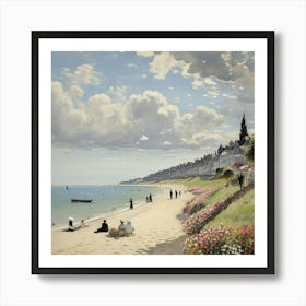 The Beach At Sainte Adresse, Claude Monet 1 Art Print