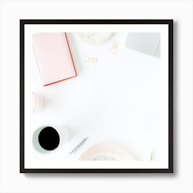 Pink And White Desk Art Print