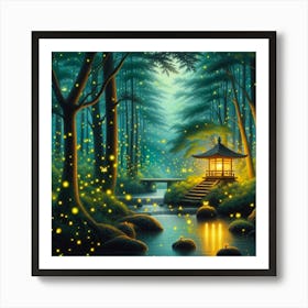 Fireflies In The Forest 2 Art Print