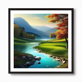 River In Autumn 6 Art Print