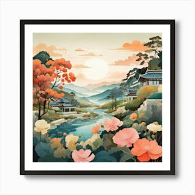 The Garden Of Morning Calm South Korea Modern Illustration 3 Art Print