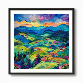 Sunset Over The Mountains 6 Art Print