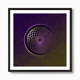 Geometric Neon Glyph on Jewel Tone Triangle Pattern 353 Art Print
