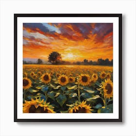 Sunrise Sunflowers Art Print