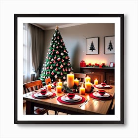 Christmas Decorations On Table In Living Room (35) Art Print